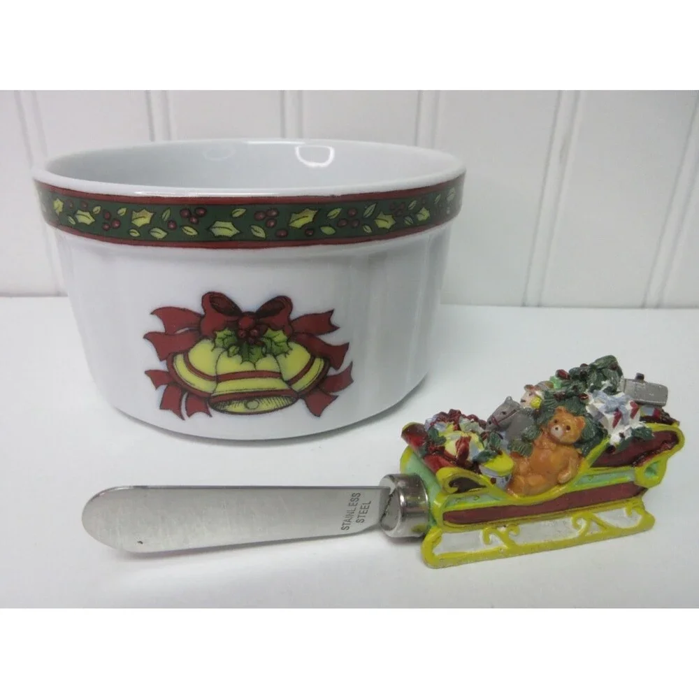 Portmeirion Studio A Christmas Story Bowl & Sleigh Spreader 2 Piece Dip Set